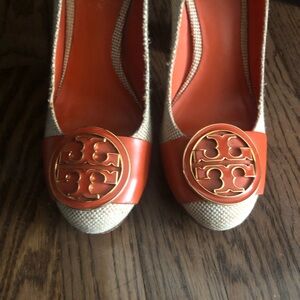 Tory Burch Orange and Cream Women's Shoes
